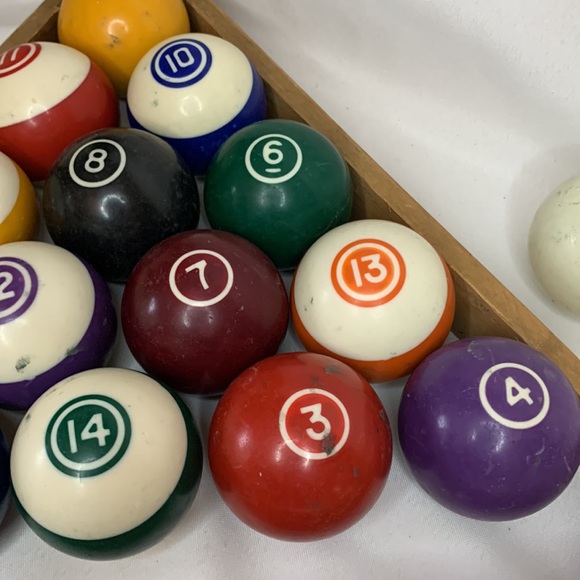 Vintage hard to find set of billard / pool / snooker balls and wood frame - Picture 5 of 12